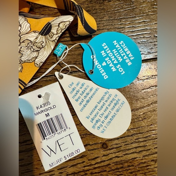 WET Designer Swimwear Marigold One Piece Cutout Sexy Swimsuit Size Medium NWT - Picture 7 of 9